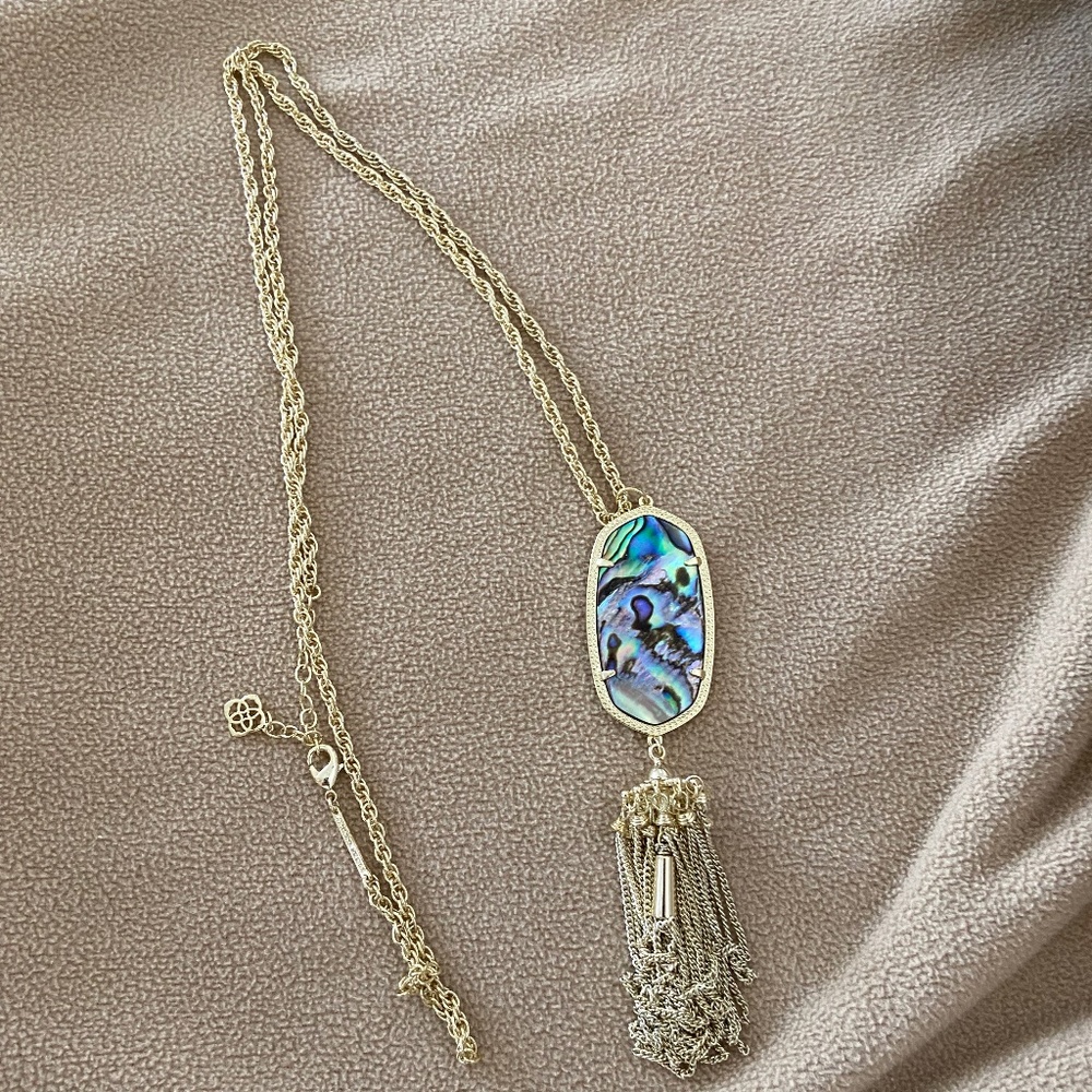 Kendra Scott Rayne Long Pendant Necklace in Abalone Shell